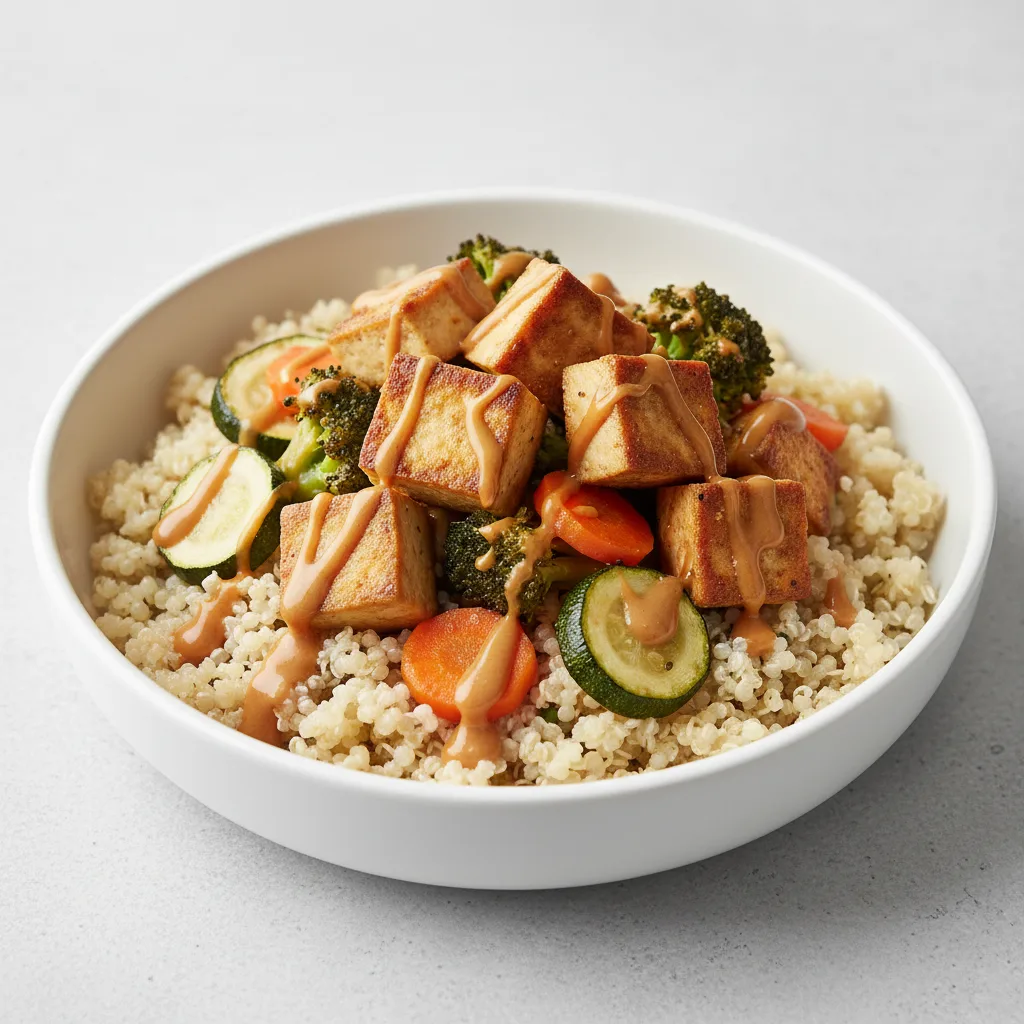 Peanut Butter Honey Tofu with Quinoa