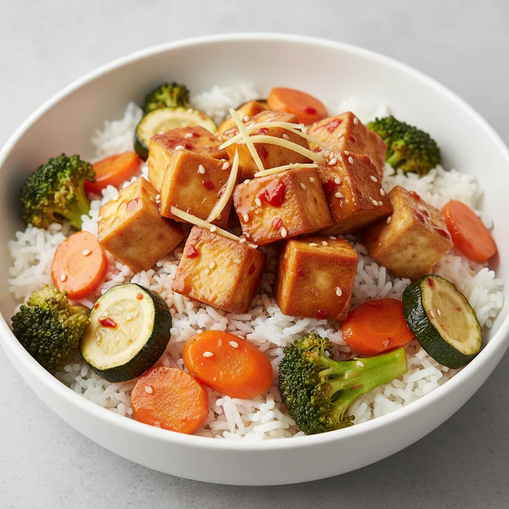 Sweet Chili-Ginger Tofu with Rice