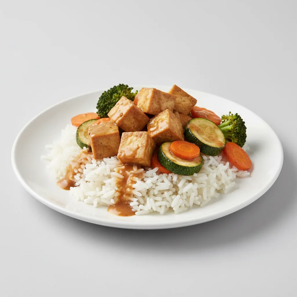 Peanut Butter Honey Tofu with Rice