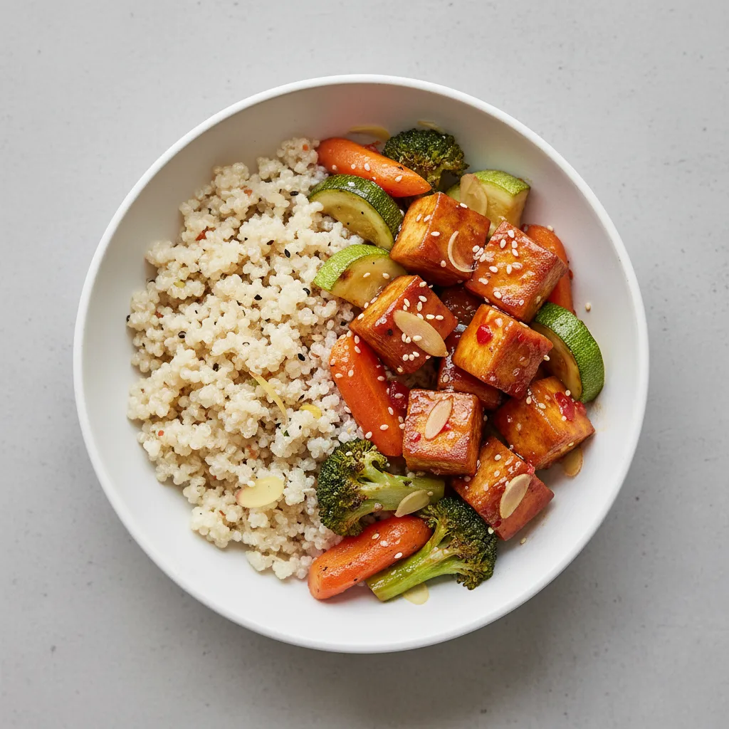 Sweet Chili-Ginger Tofu with Quinoa