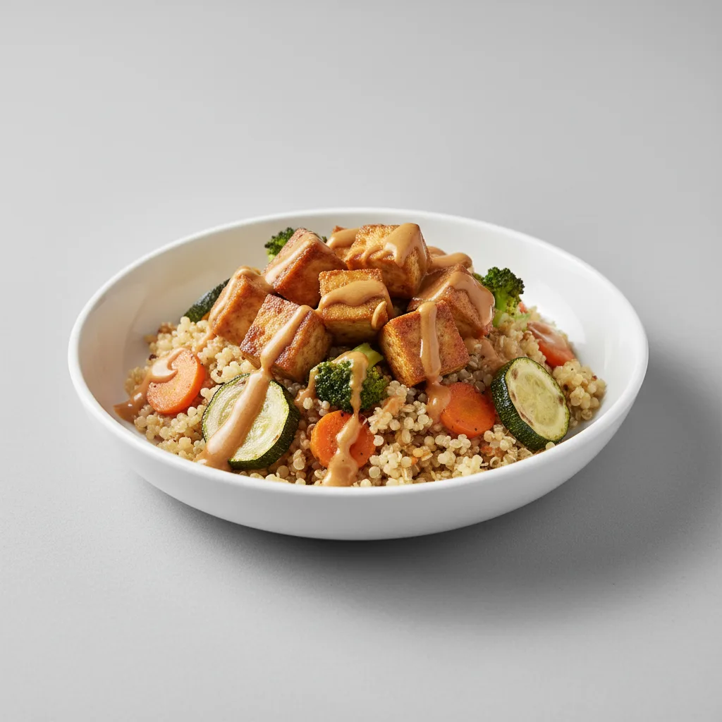 Peanut Butter Honey Tofu with Quinoa