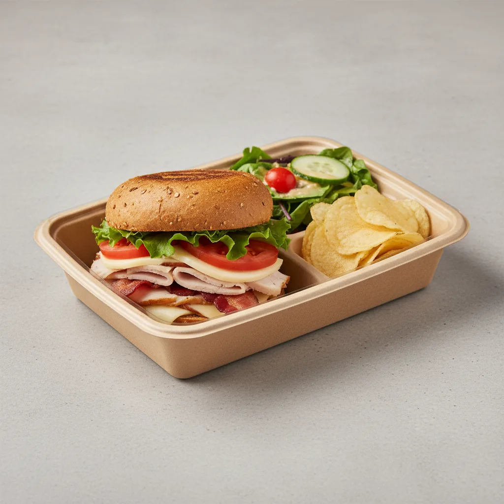 Gluten Free Small Turkey Club Sandwich Box with Side Salad and Chips Gluten Free Small Turkey Club Sandwich Box with Side Salad and Chips