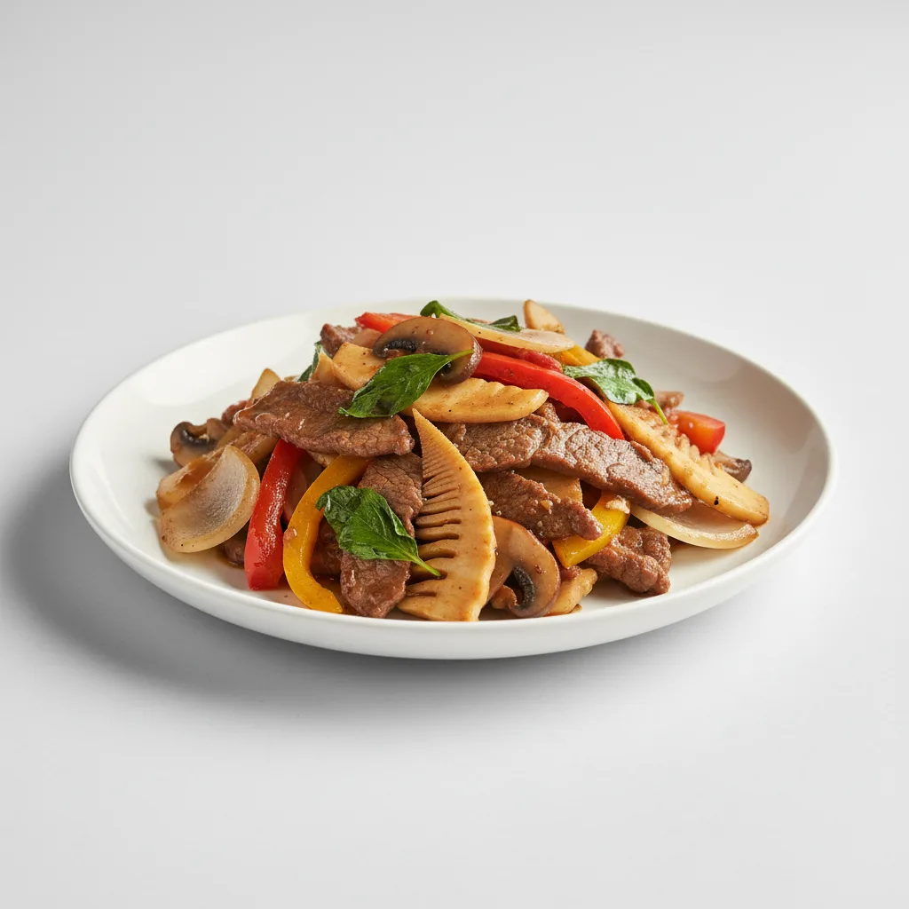Spicy Basil Vegetable Stir Fry with Beef Spicy Basil Vegetable Stir Fry with Beef