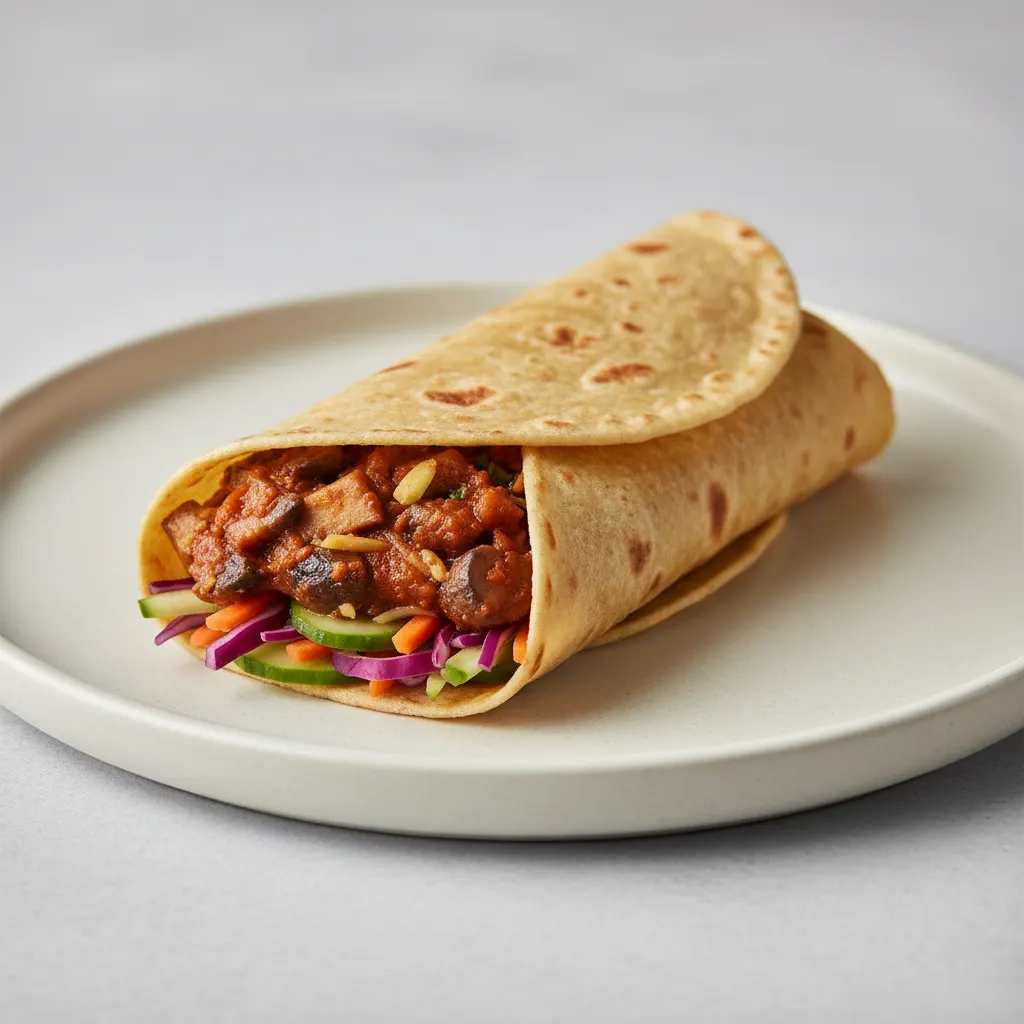 Low Spice Vegan Mushroom Masala Roll Low Spice Vegan Mushroom Masala Roll