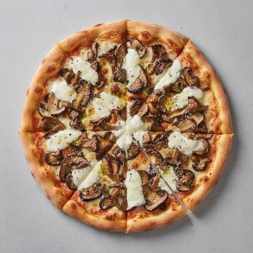 Wild Mushroom & Truffle Oil Thin Crust Pizza Wild Mushroom & Truffle Oil Thin Crust Pizza