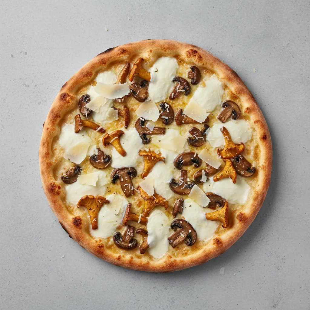 Wild Mushroom & Truffle Oil Thin Crust Pizza Wild Mushroom & Truffle Oil Thin Crust Pizza