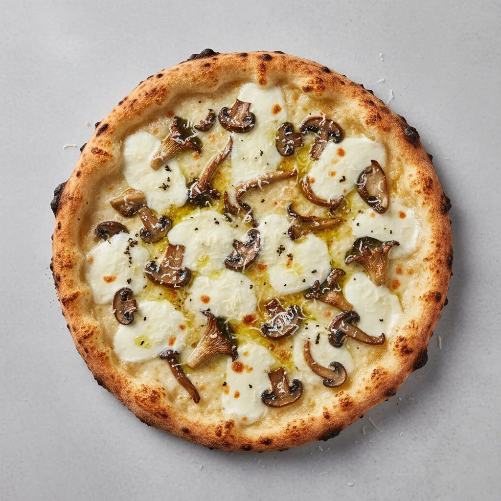 Wild Mushroom & Truffle Oil Thin Crust Pizza Wild Mushroom & Truffle Oil Thin Crust Pizza