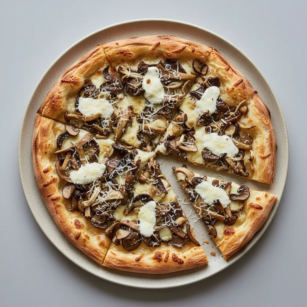 Wild Mushroom & Truffle Oil Thin Crust Pizza Wild Mushroom & Truffle Oil Thin Crust Pizza
