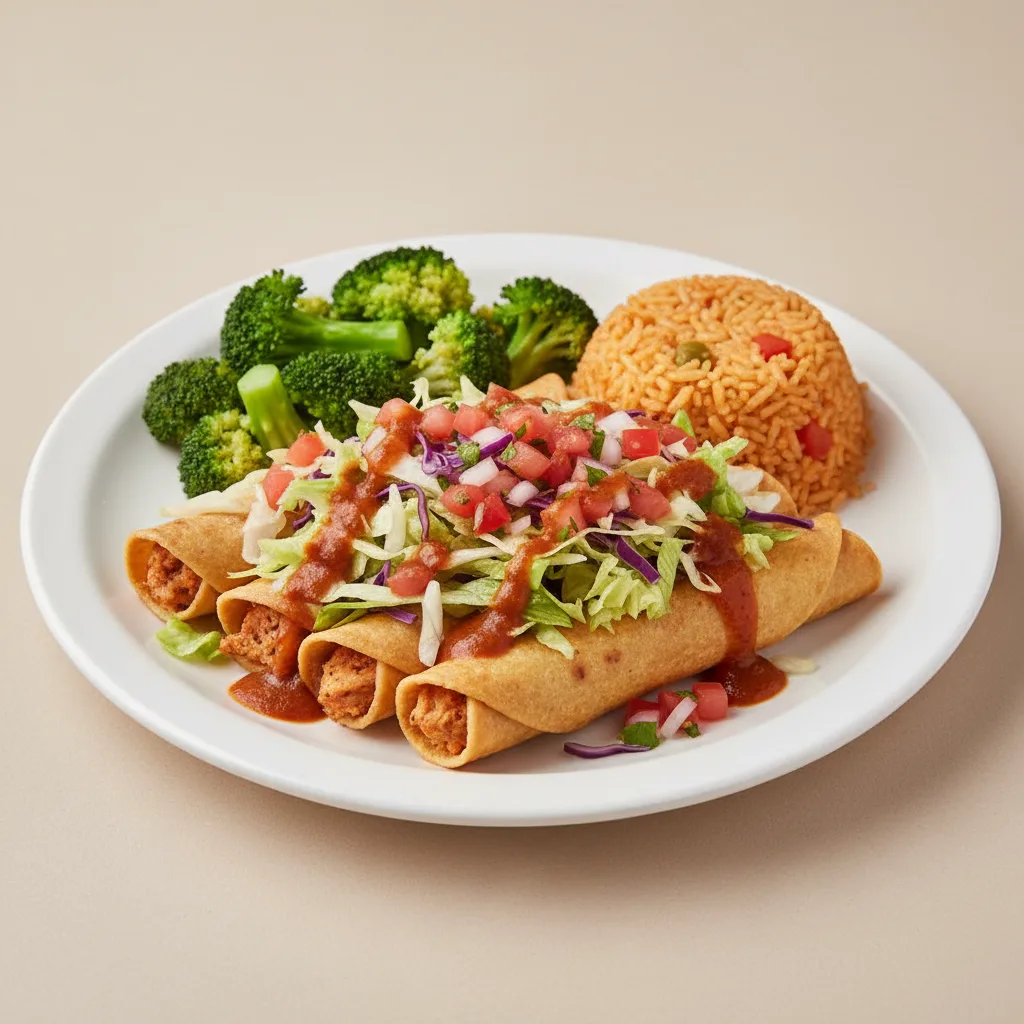Chicken Flautas Plate with House Salsa (No Cotija)
