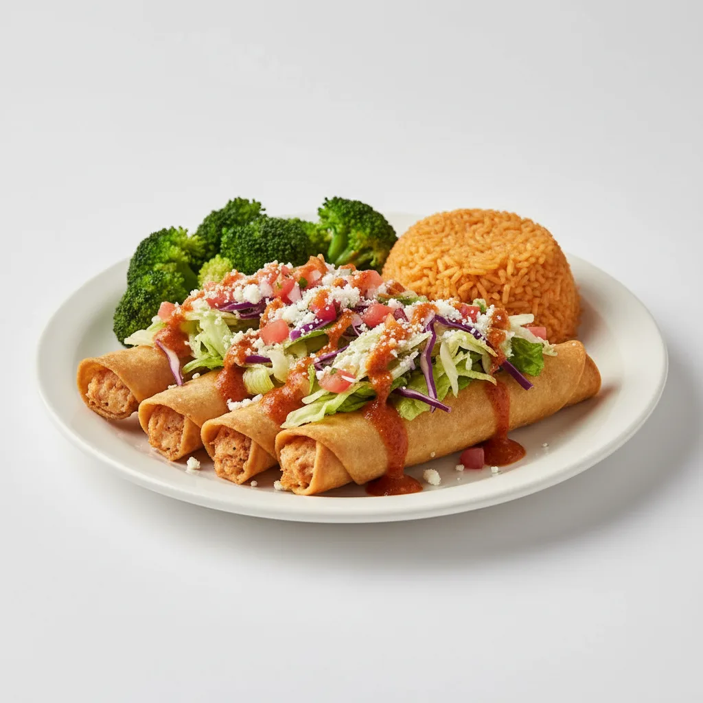 Chicken Flautas Plate with Spicy Wild Sauce