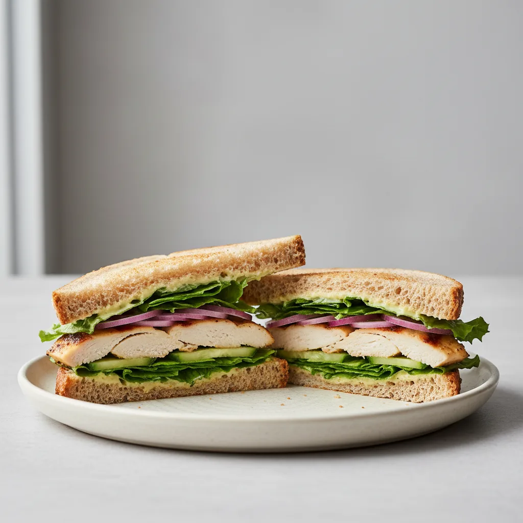 Lemon Garlic Chicken Whole Wheat Sandwich (NO tomatoes)