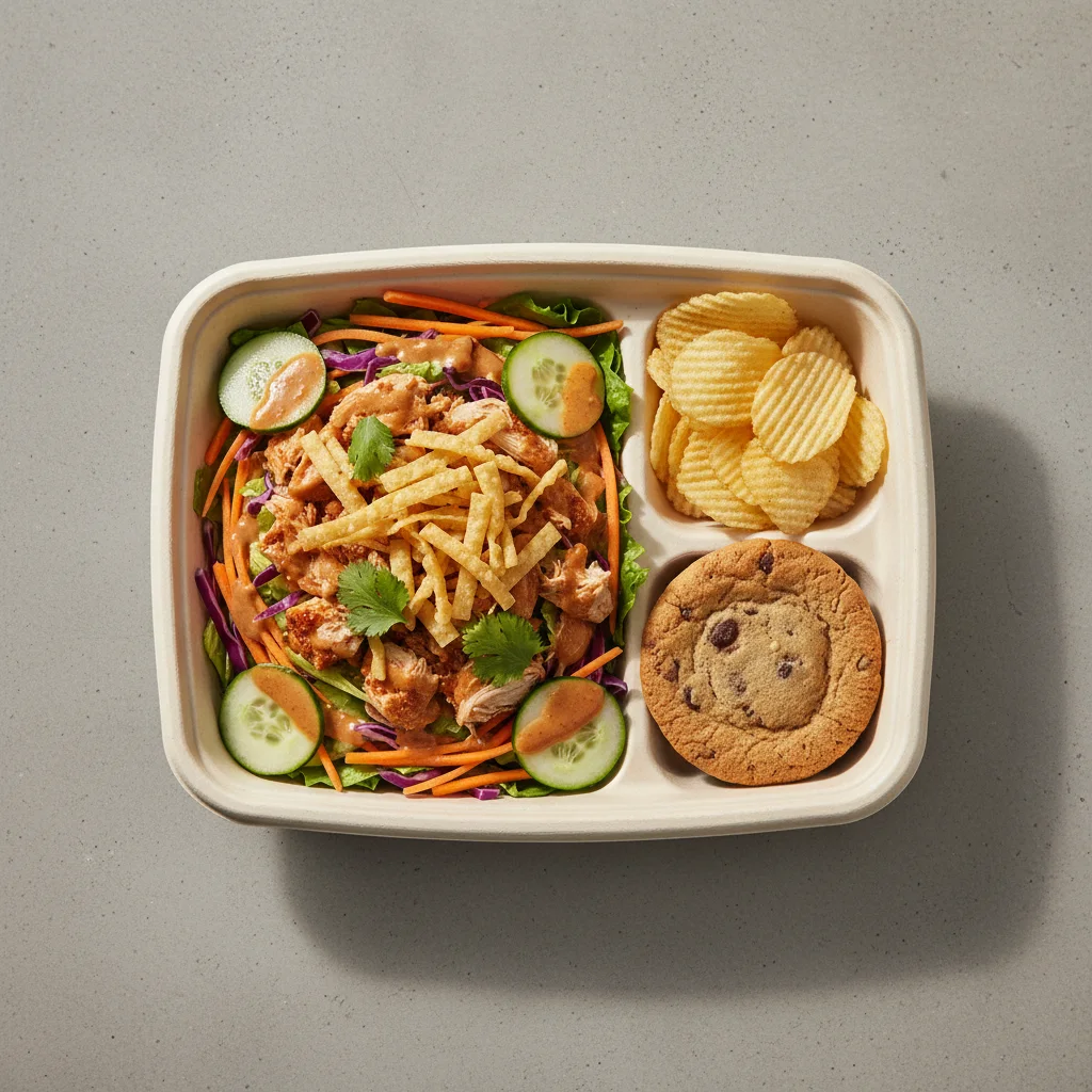 Thai Chicken Crunch Salad with Chips and Cookie Thai Chicken Crunch Salad with Chips and Cookie