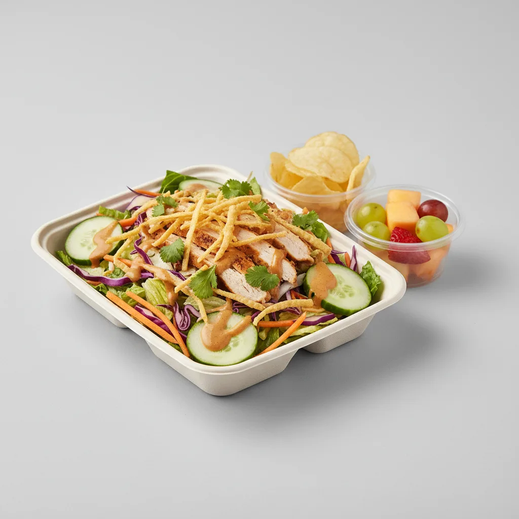 Thai Chicken Crunch Salad with Chips and Fruit Thai Chicken Crunch Salad with Chips and Fruit