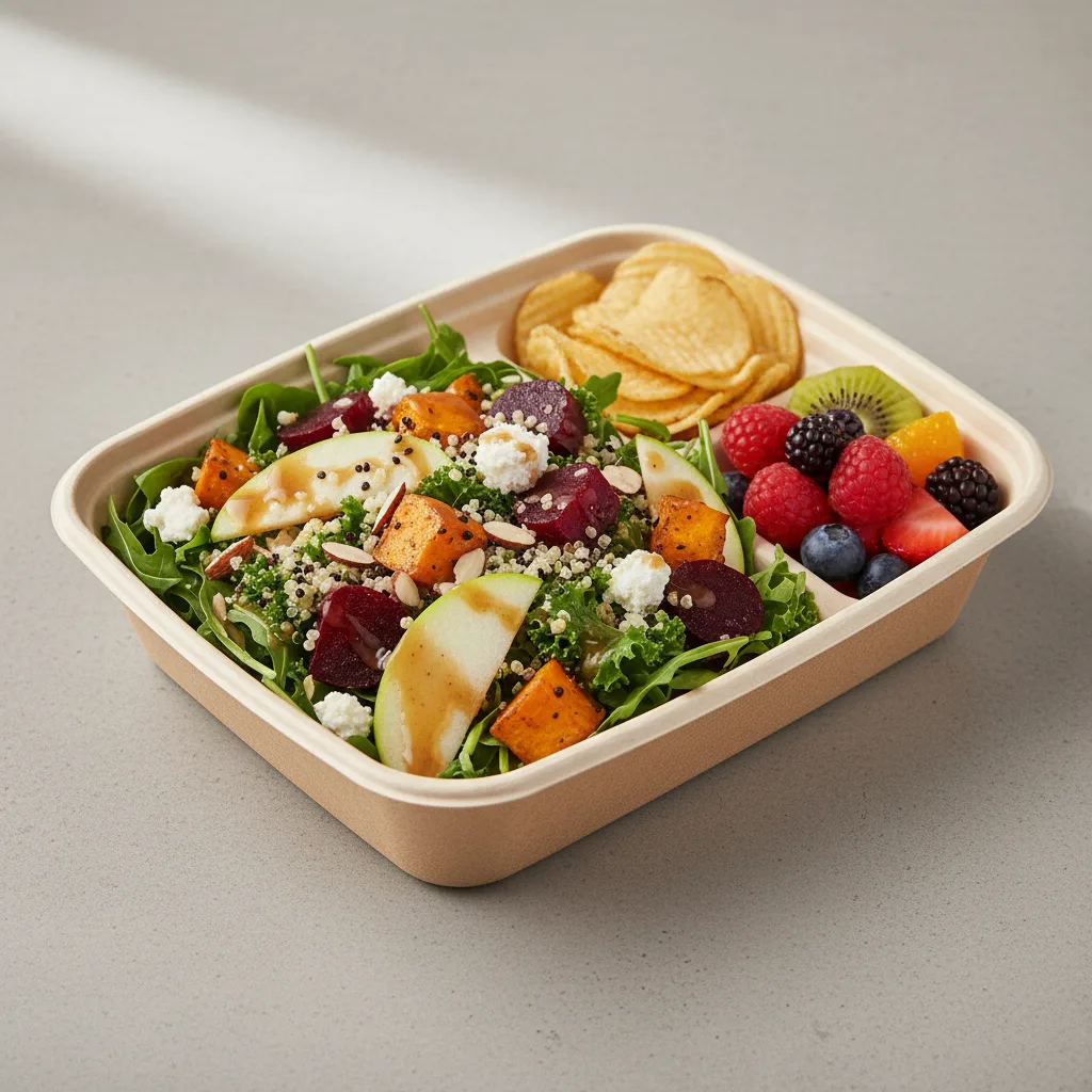 Earth Bowl Salad with Chips and Fruit Earth Bowl Salad with Chips and Fruit
