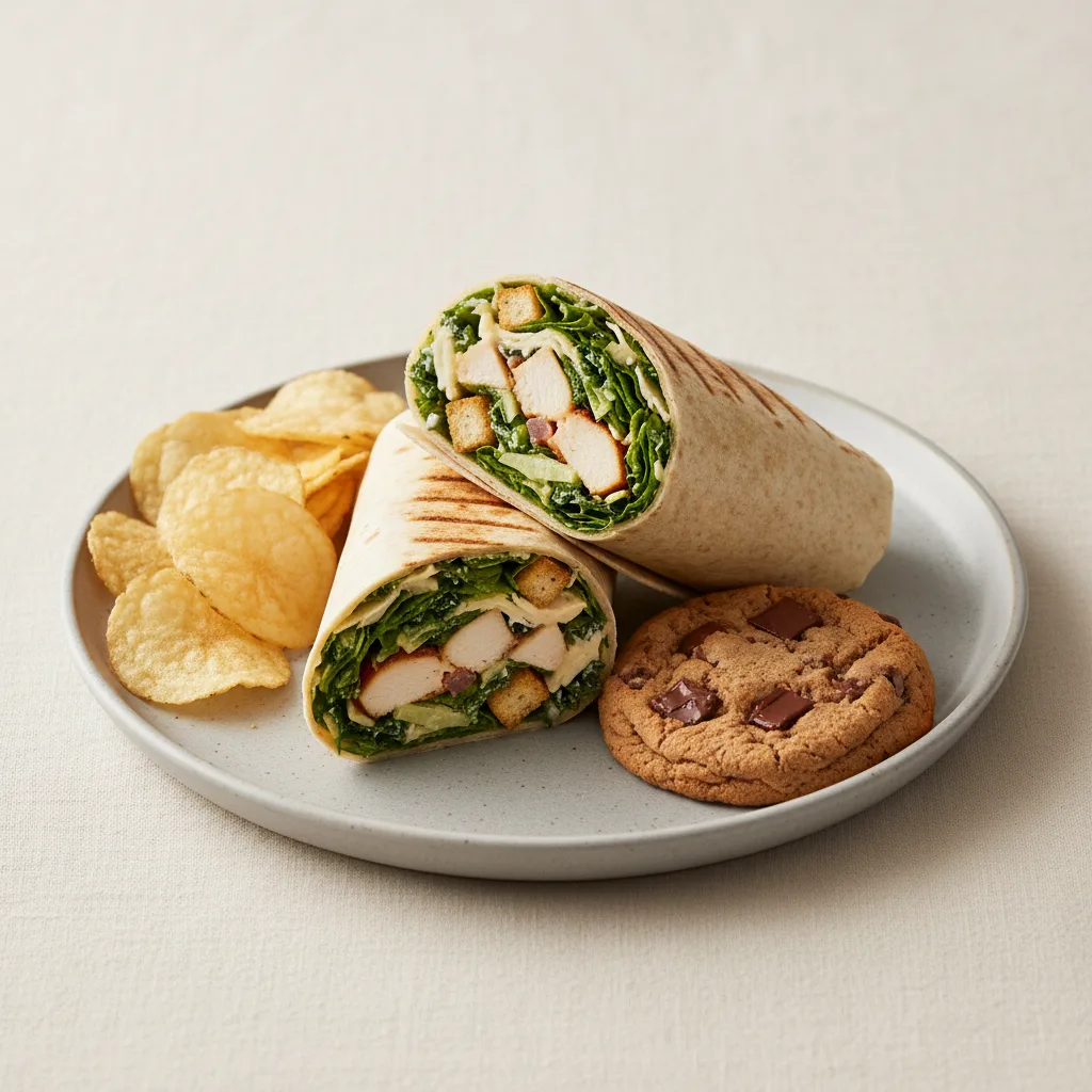 Chicken Caesar Wrap with Chips and Cookie Chicken Caesar Wrap with Chips and Cookie