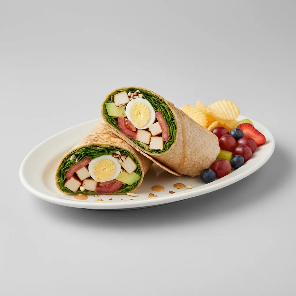 California Cobb Wrap with Chips and Fruit California Cobb Wrap with Chips and Fruit