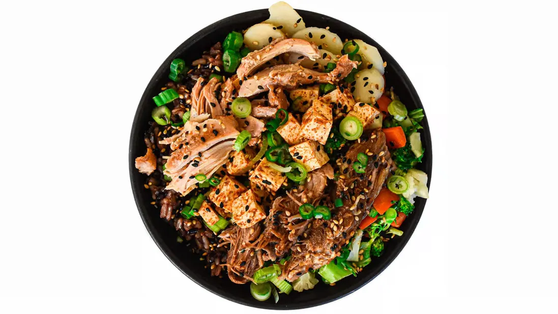 Protein Lover Rice Bowl with Lemon Garlic Soy Sauce