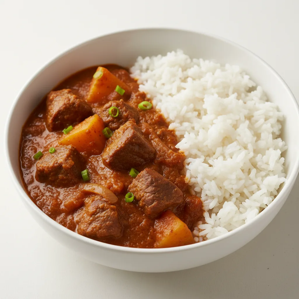 Spicy Jamaican Beef Curry with Coconut Rice