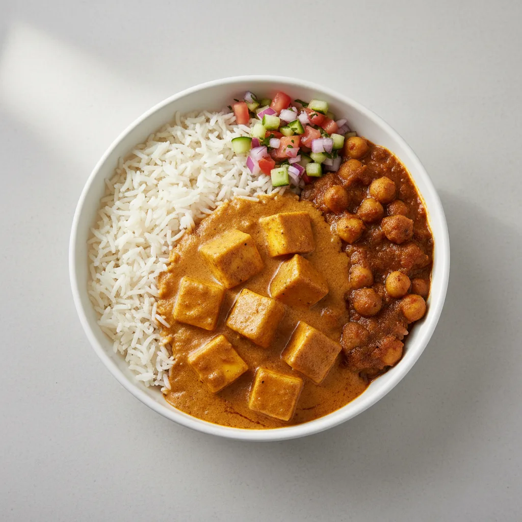 Ghee Makhani Butter Paneer Bowl with Chana Masala Ghee Makhani Butter Paneer Bowl with Chana Masala