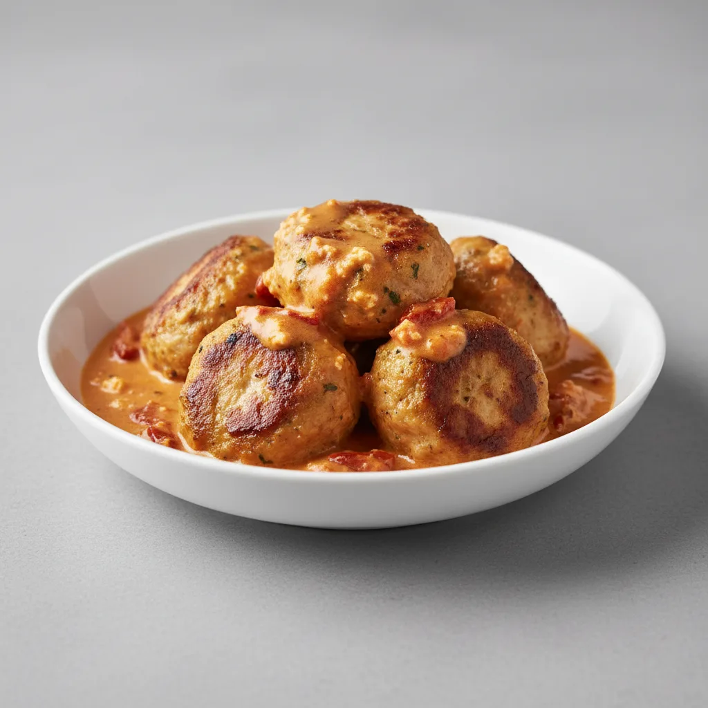 Herb Chicken Meatballs With Sundried Tomato Goat Cheese Sauce Herb Chicken Meatballs With Sundried Tomato Goat Cheese Sauce
