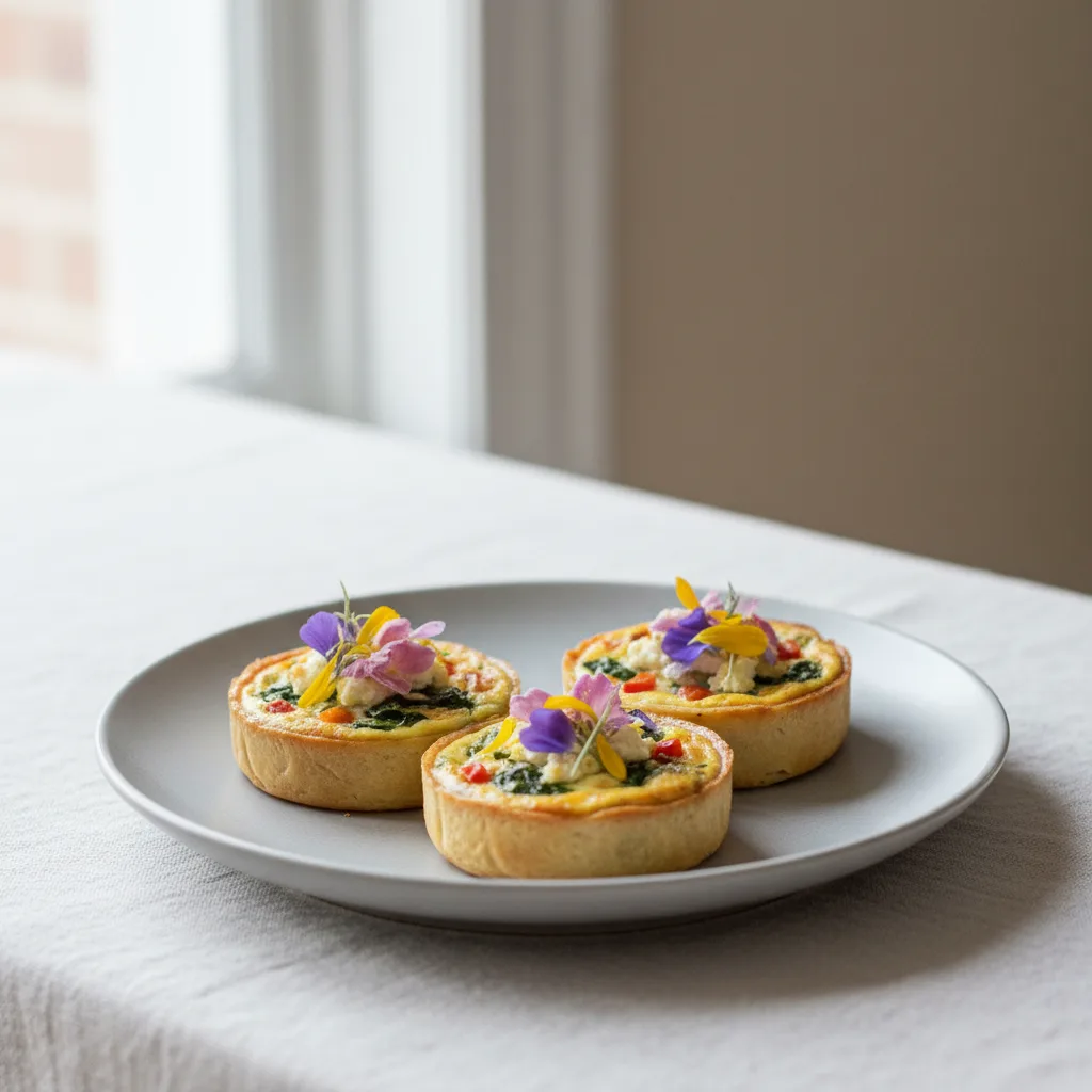 Garden Mini Quiche With Edible Flowers Garden Mini Quiche With Edible Flowers