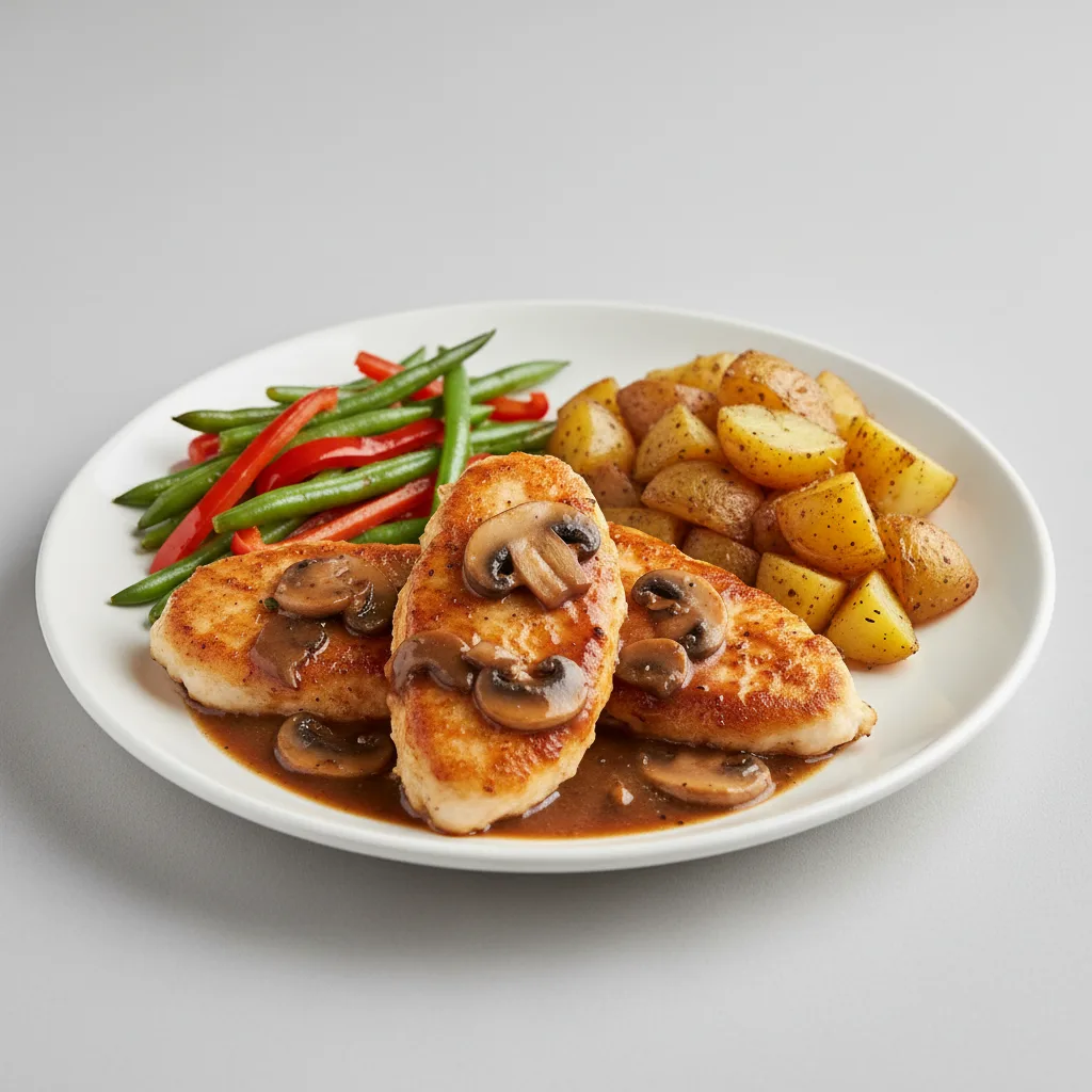 Chicken Marsala with Potato and Veg Chicken Marsala with Potato and Veg