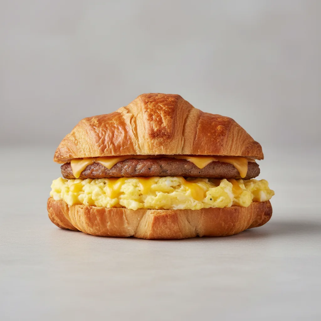 Egg, Sausage and Cheese Croissant Sandwich Egg, Sausage and Cheese Croissant Sandwich