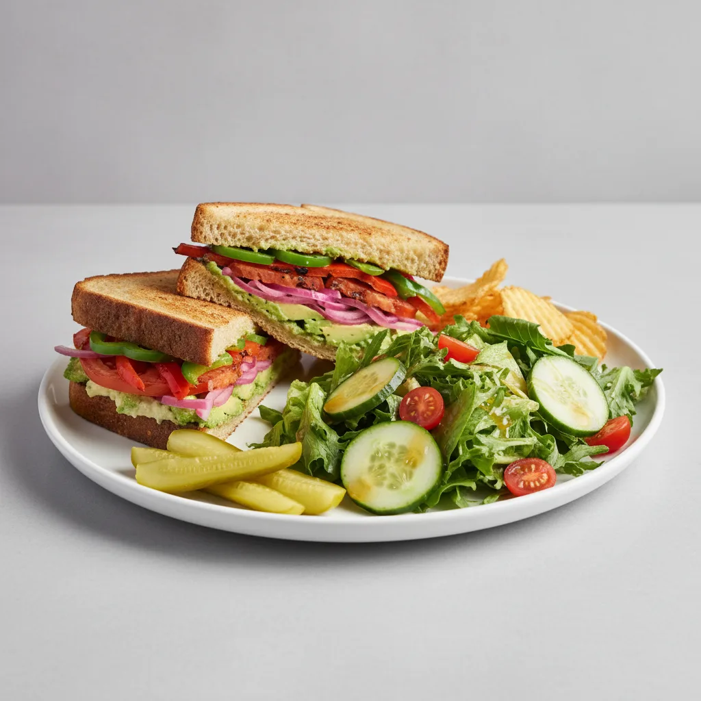 Veggie Sando & House Salad with Vinaigrette (NO DAIRY - VEGAN) Veggie Sando & House Salad with Vinaigrette (NO DAIRY - VEGAN)