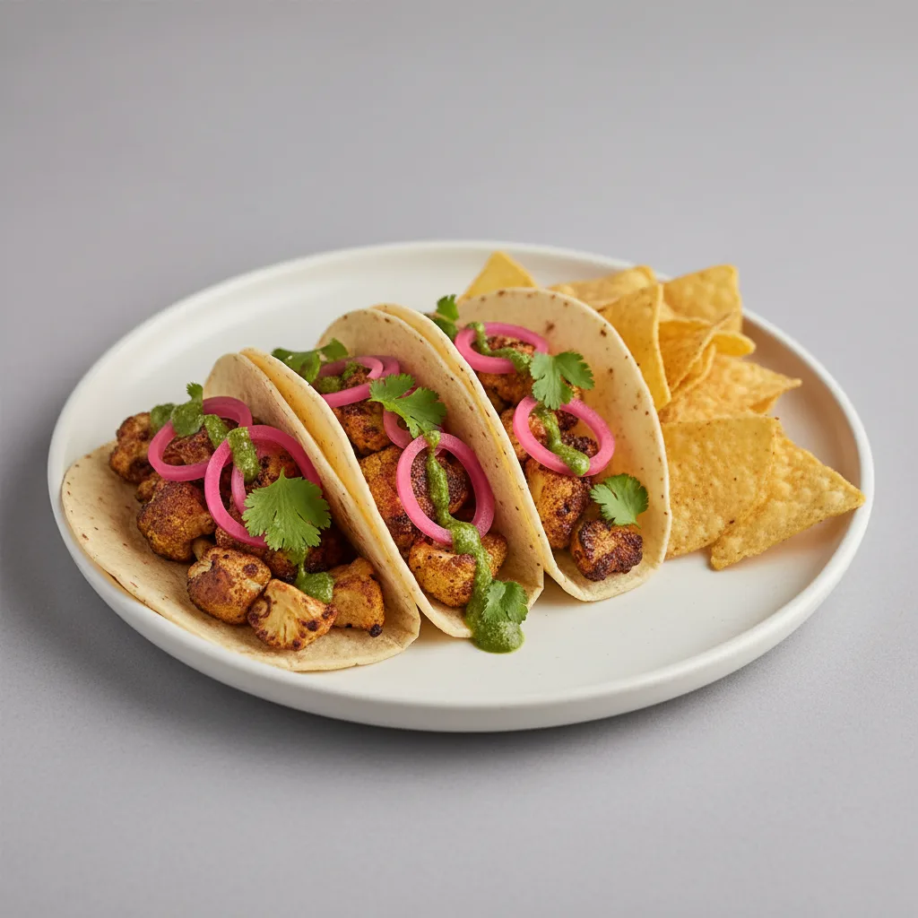 Three Smoked Cauli Taco Plate (NO CREMA and CHEESE- VEGAN) Three Smoked Cauli Taco Plate (NO CREMA and CHEESE- VEGAN)