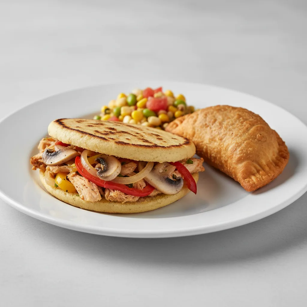 California Arepa and Beef Empanada California Arepa and Beef Empanada