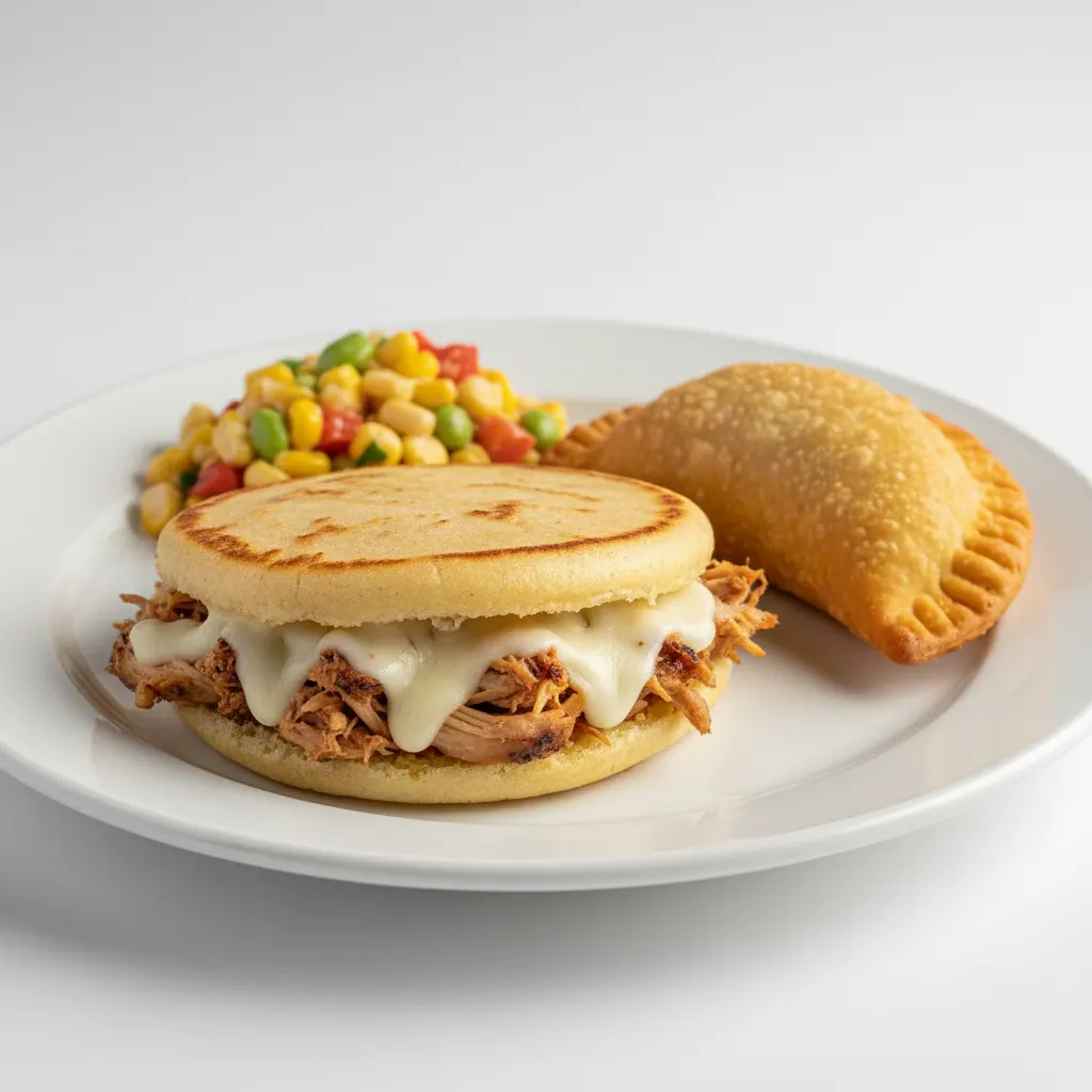 American Turkey Arepa and Chicken Empanada American Turkey Arepa and Chicken Empanada
