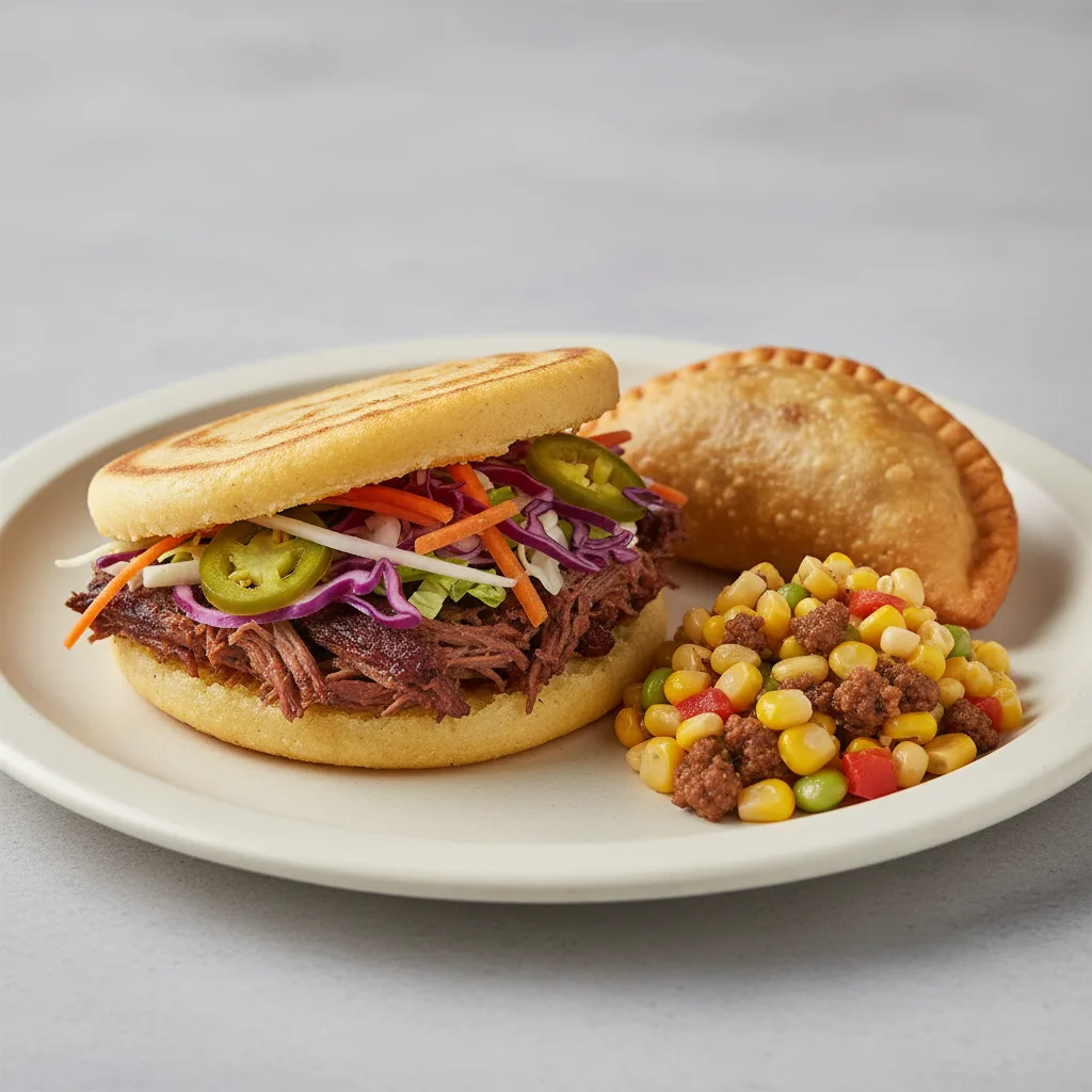 Banh Me Arepa and Beef Empanada Banh Me Arepa and Beef Empanada