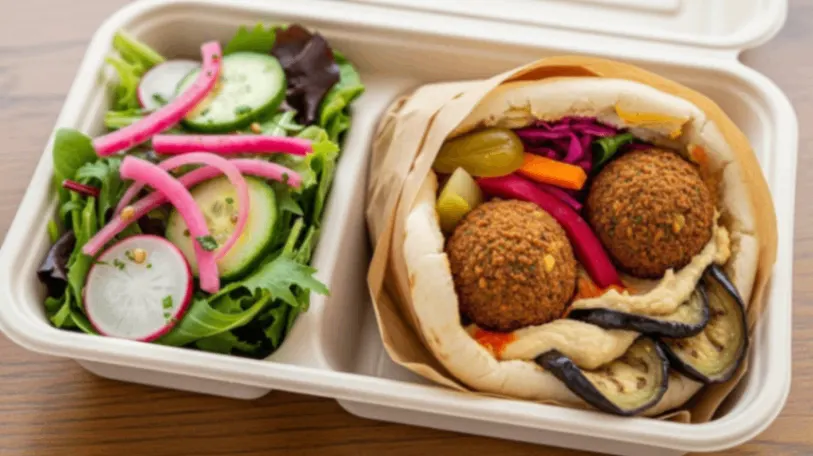 Falafel Pita Wrap With Side Salad