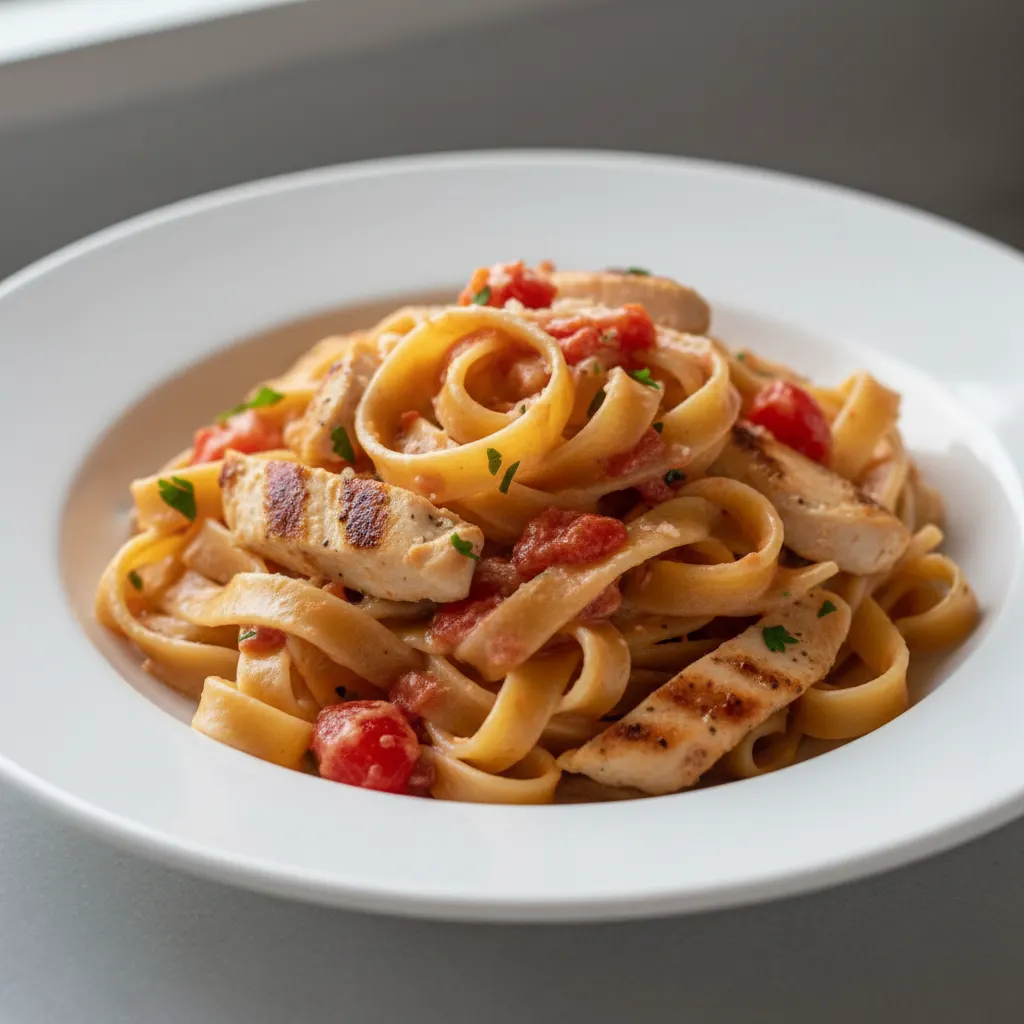 Fettuccine in Rose Sauce with Chicken