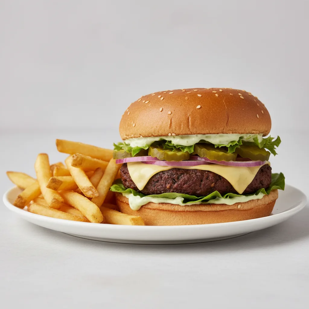 Black Bean Burger with Fries