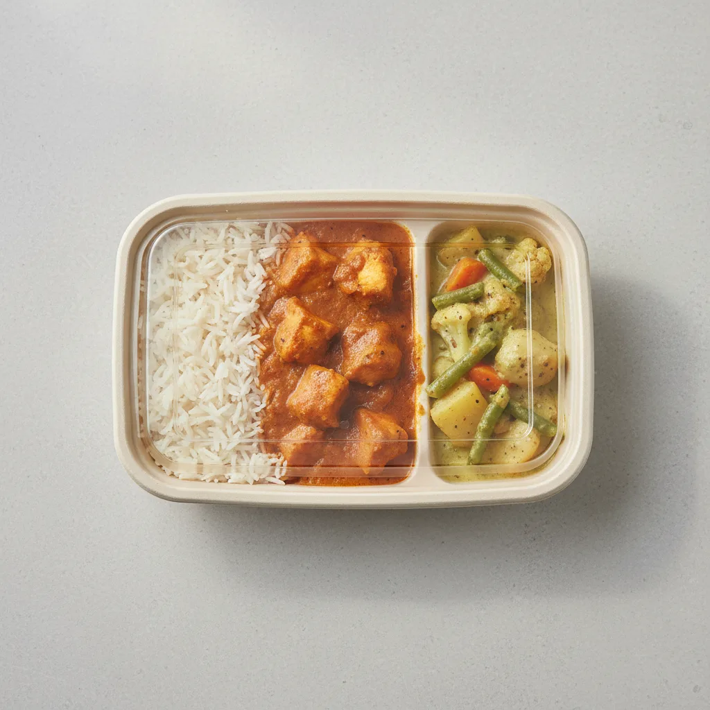 Chicken Tikka Masala with Rice and Veggie Korma
