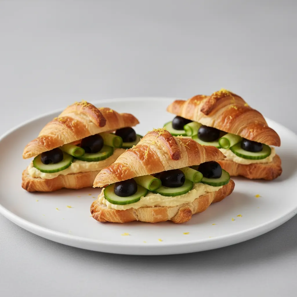 Mini Vegan Mediterranean Croissant Sandwiches