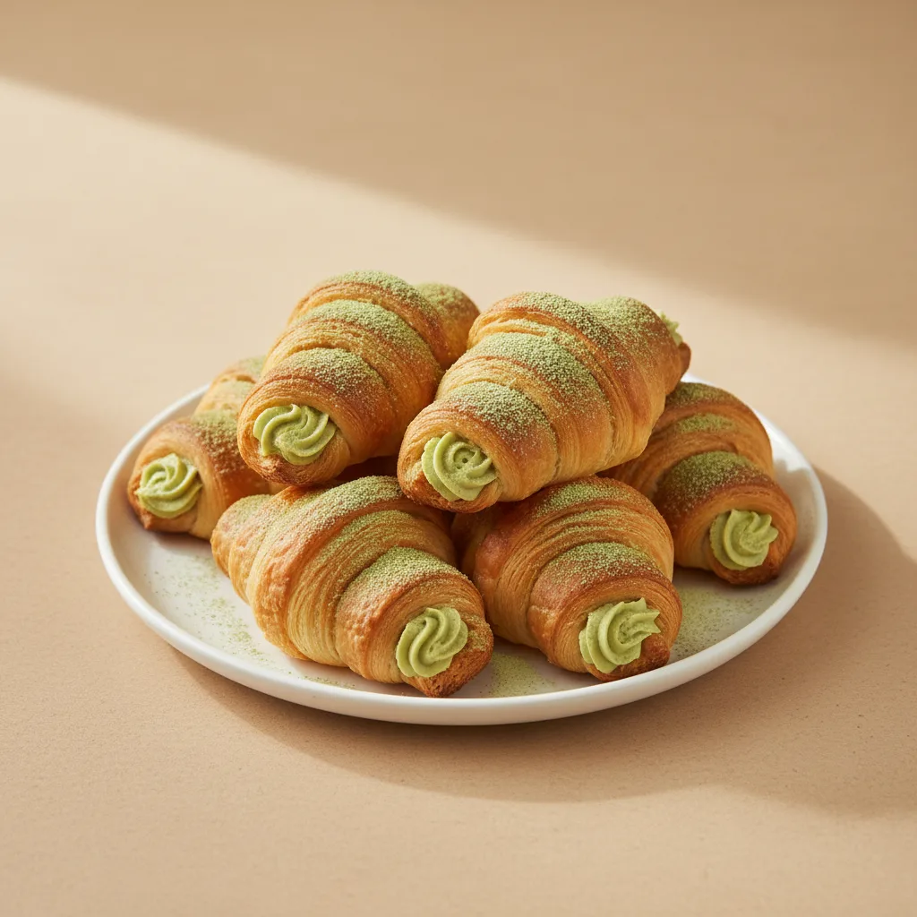 Matcha Cream Filled Mini Croissants Matcha Cream Filled Mini Croissants
