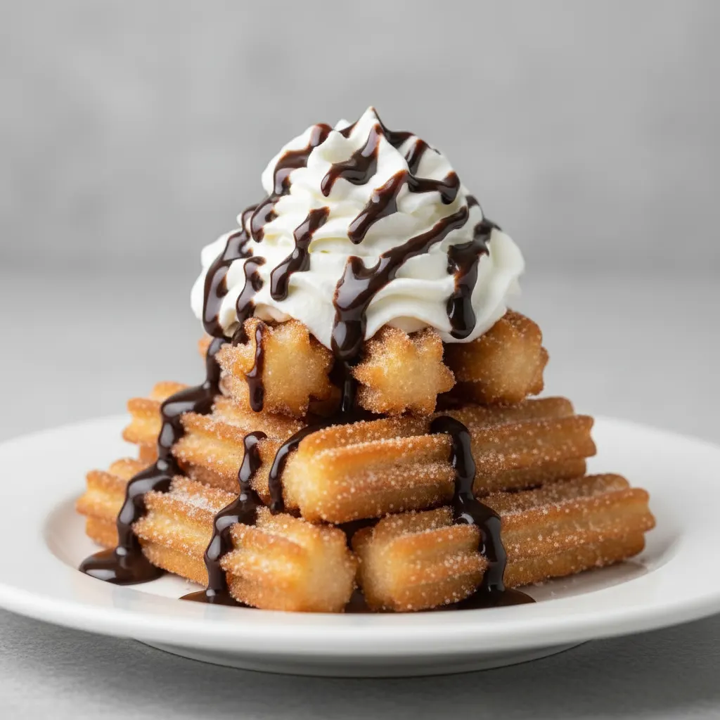 Churros with Whipped Cream and Chocolate Syrup Churros with Whipped Cream and Chocolate Syrup