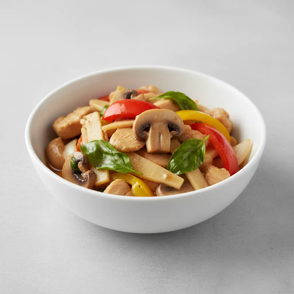 Basil Vegetable Stir Fry with Chicken (Non-Spicy) Basil Vegetable Stir Fry with Chicken (Non-Spicy)