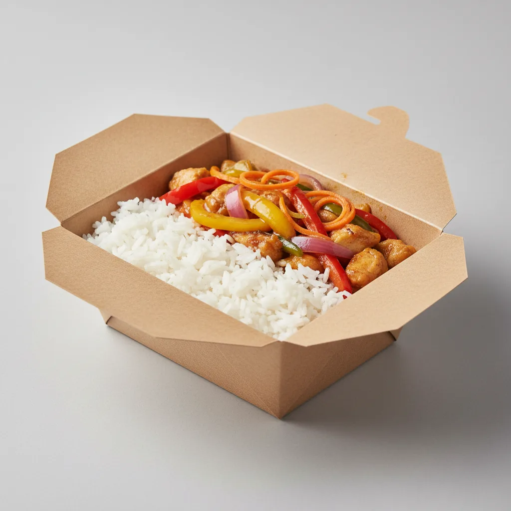 Chicken with Healthy Ginger Sauce with White Rice Boxed Meal Chicken with Healthy Ginger Sauce with White Rice Boxed Meal