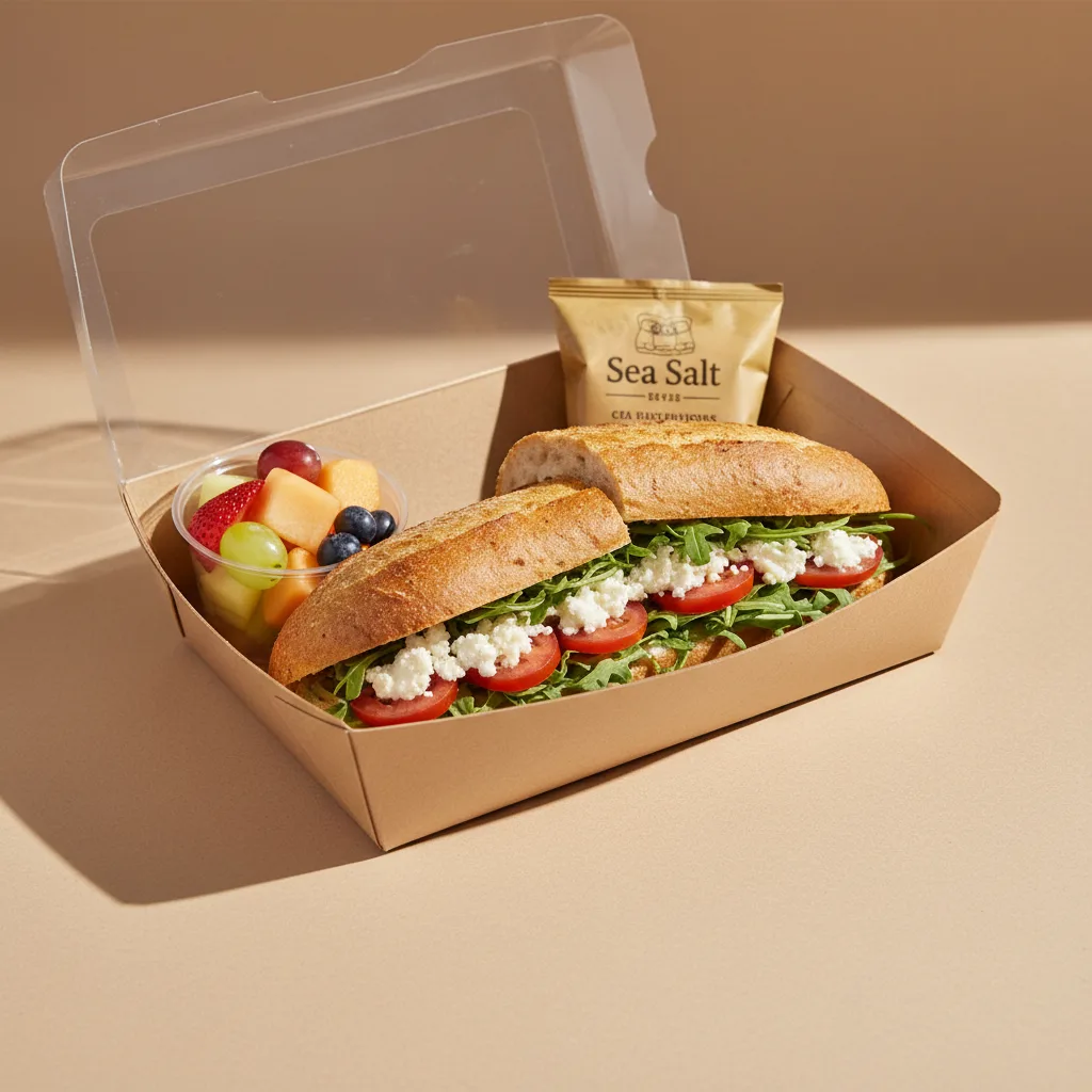 Gluten Free French Goat Cheese Sandwich Boxed Meal | Sea Salt Chips | Fruit Cup