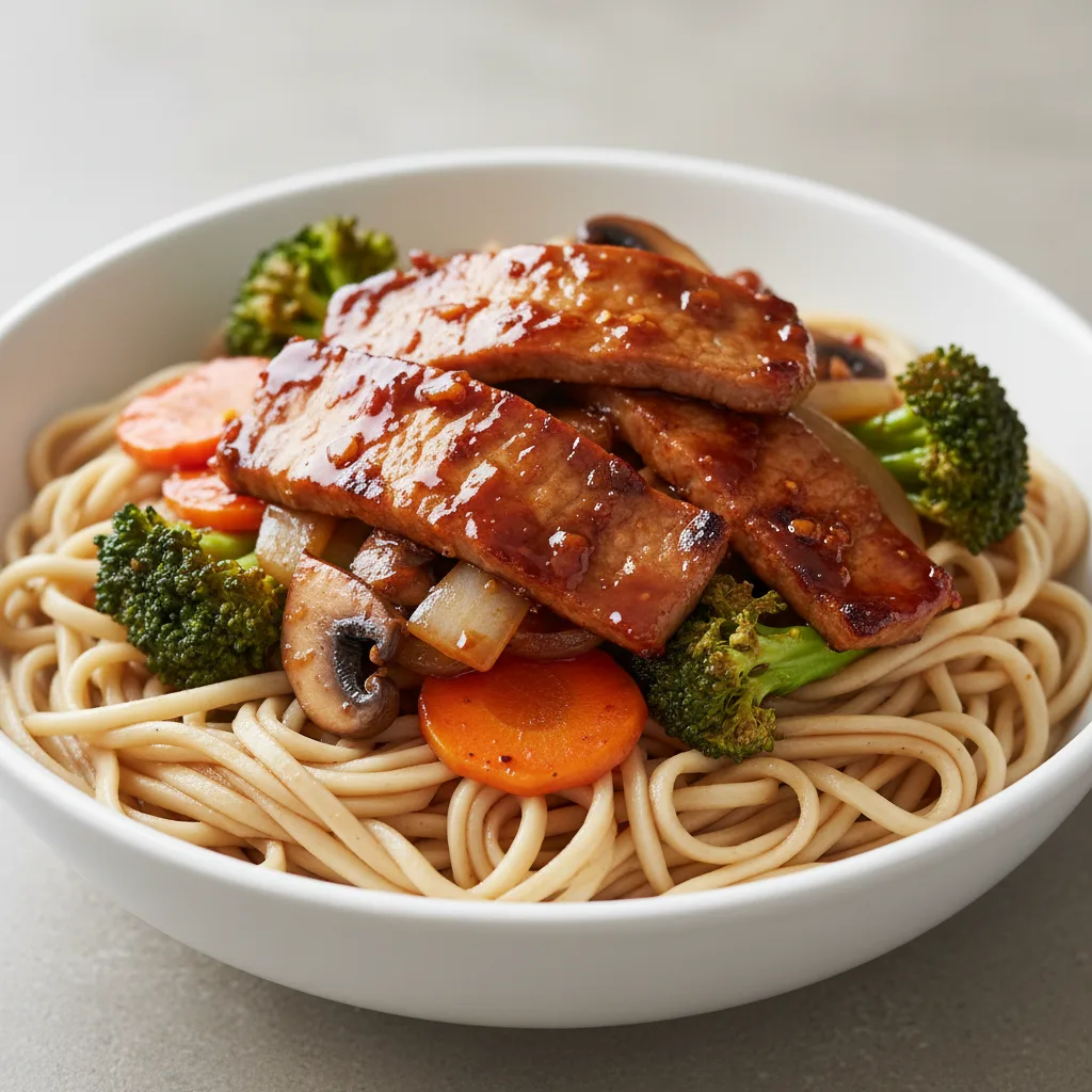 Mongolian Pork Spicy Teriyaki Noodles Mongolian Pork Spicy Teriyaki Noodles