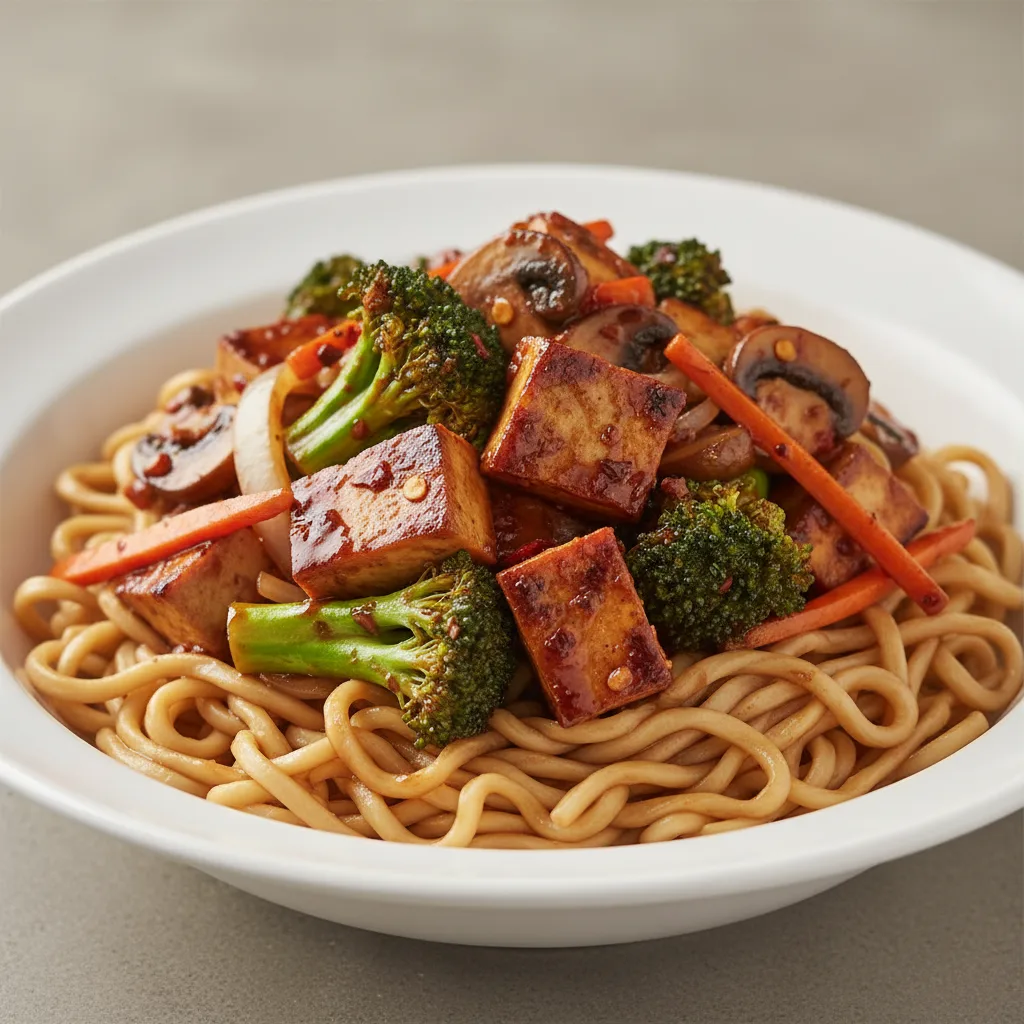 Mongolian Tofu Spicy Teriyaki Noodles Mongolian Tofu Spicy Teriyaki Noodles