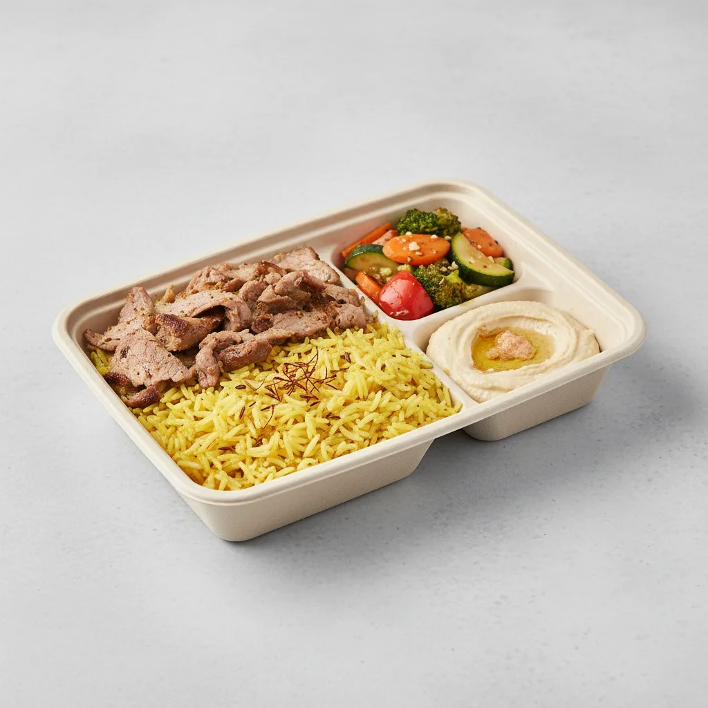 Lamb Shawarma with Rice and Sauteed Veggies (Hummus) Lamb Shawarma with Rice and Sauteed Veggies (Hummus)