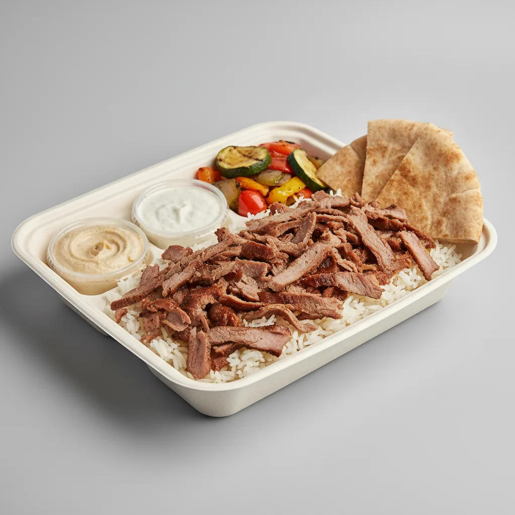 Lamb Shawarma Full Rice Plate with Veggies Lamb Shawarma Full Rice Plate with Veggies
