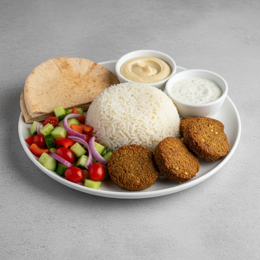 Falafel Full Rice Plate with Veggies Falafel Full Rice Plate with Veggies