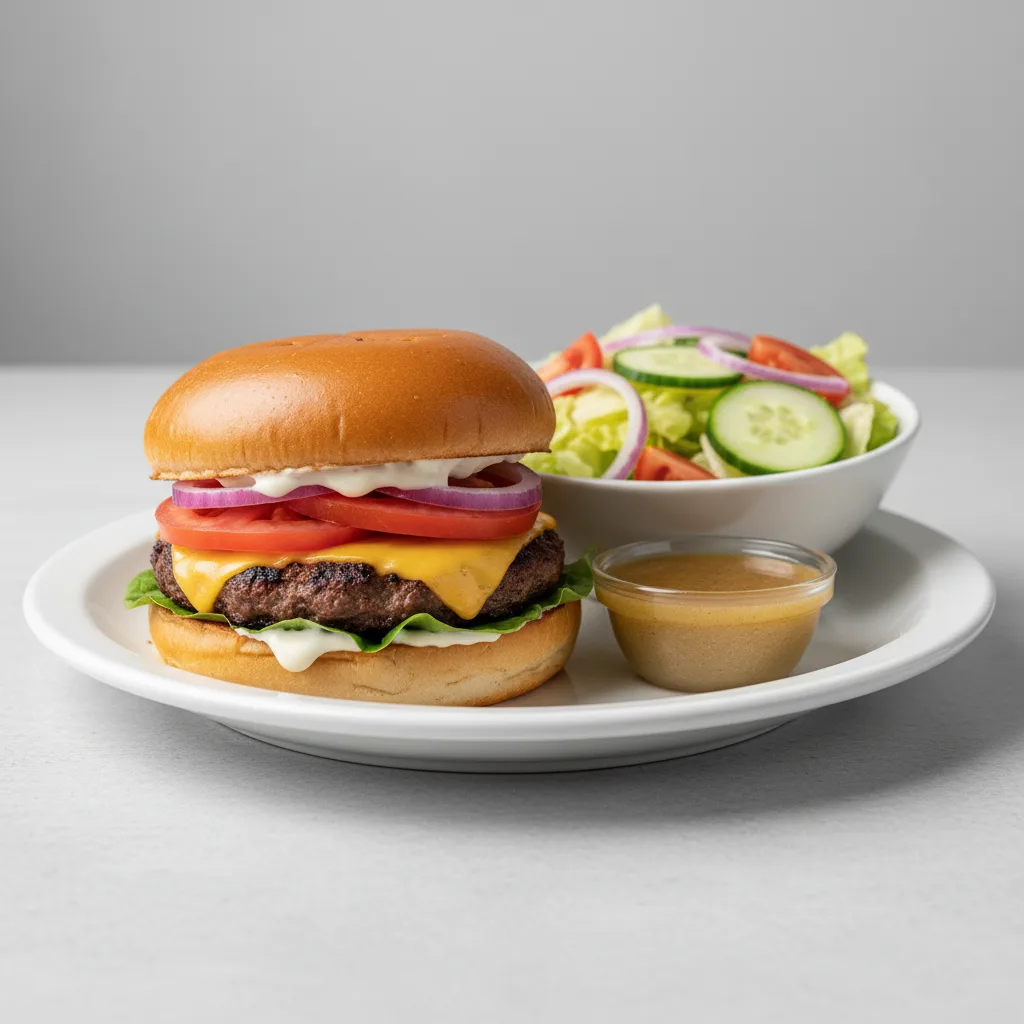 Smash Cheeseburger with Side Salad Smash Cheeseburger with Side Salad