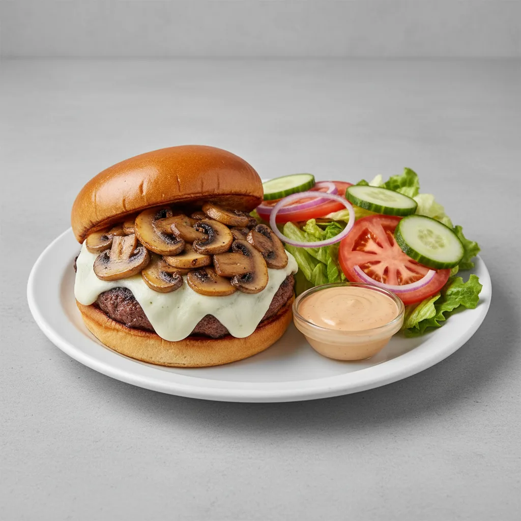 Mushroom Burger with Side Salad Mushroom Burger with Side Salad