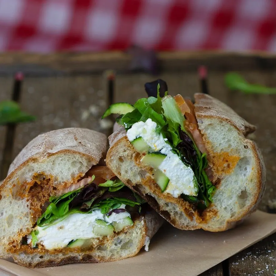 Gluten Free French Goat Cheese Sandwich with Garden Greens Salad